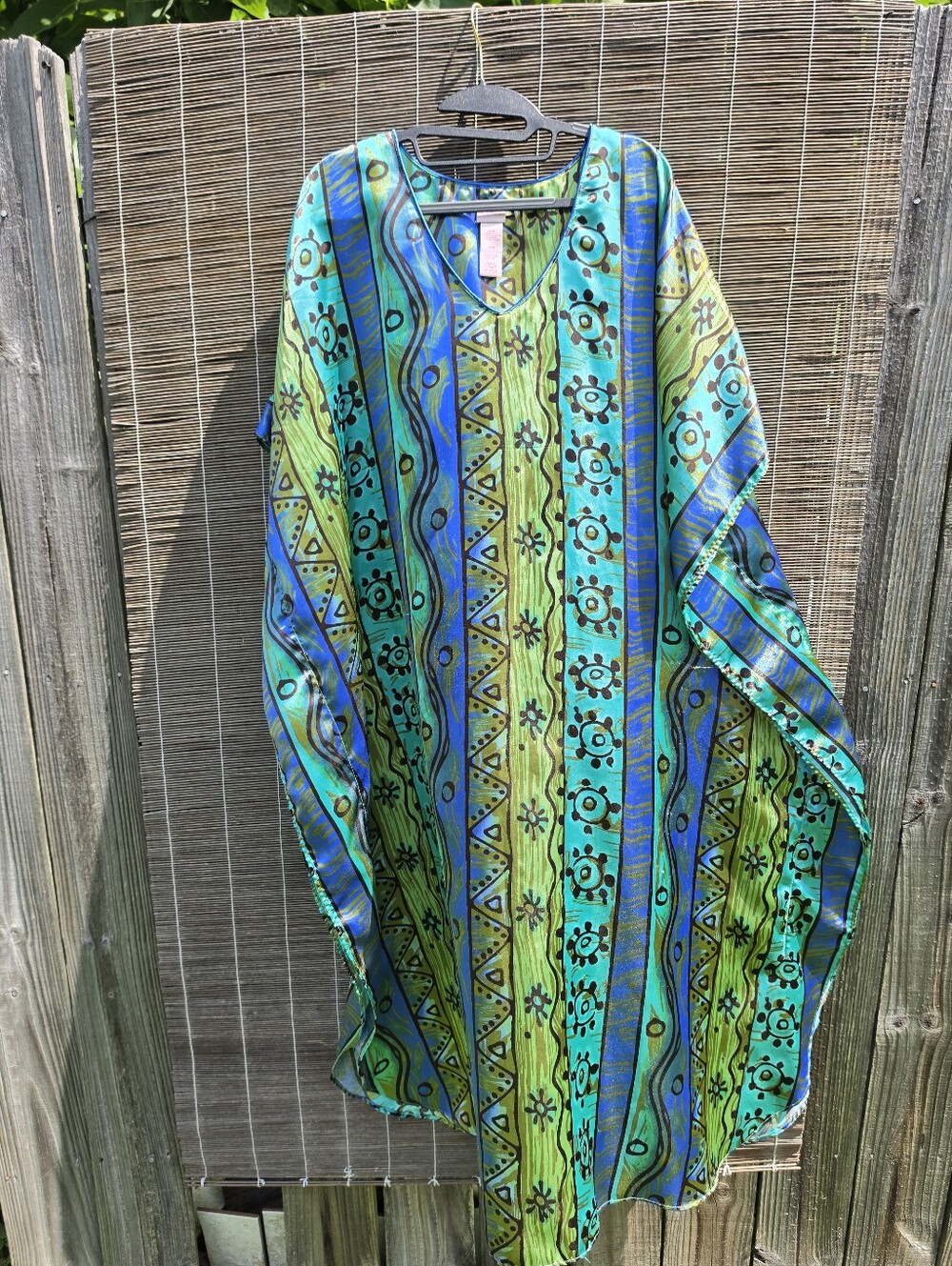 Secret Treasures Satin Long Turquoise Blue Beach Coverup OS